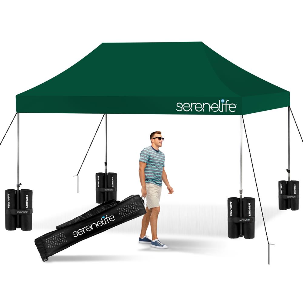 Pop Up Tent 10x15 ft Waterproof UV Blocker Polyester Forest Green