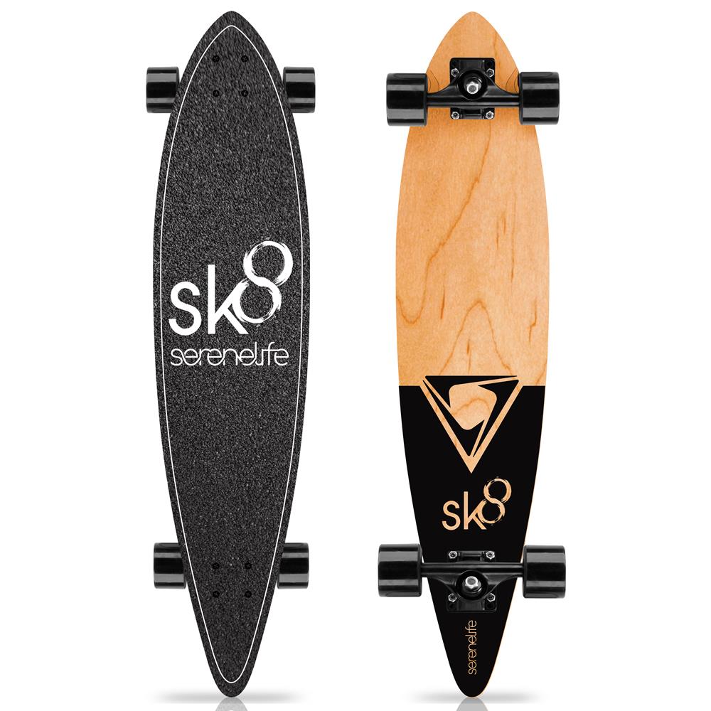 Complete Skateboard Mini Cruiser, Durable 8-Ply Maple Deck, Black