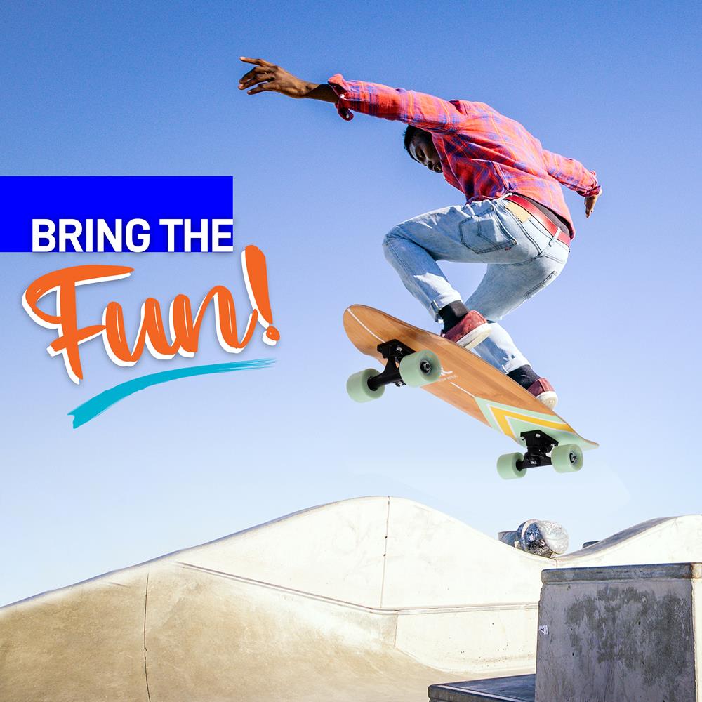 Complete Skateboard Mini Cruiser, Durable 8-Ply Maple Deck, Black