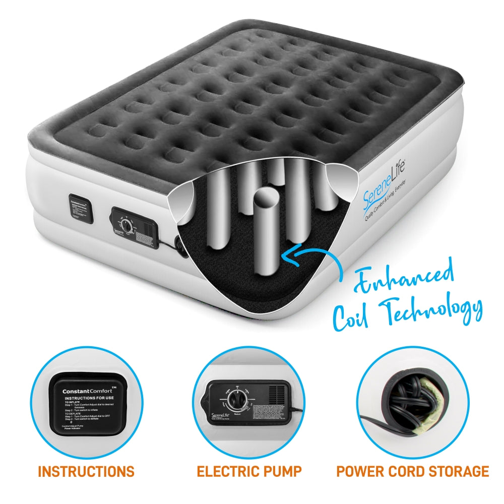 Full Air Mattress, Strong Support, Built-In Pump, 18" Raised Design