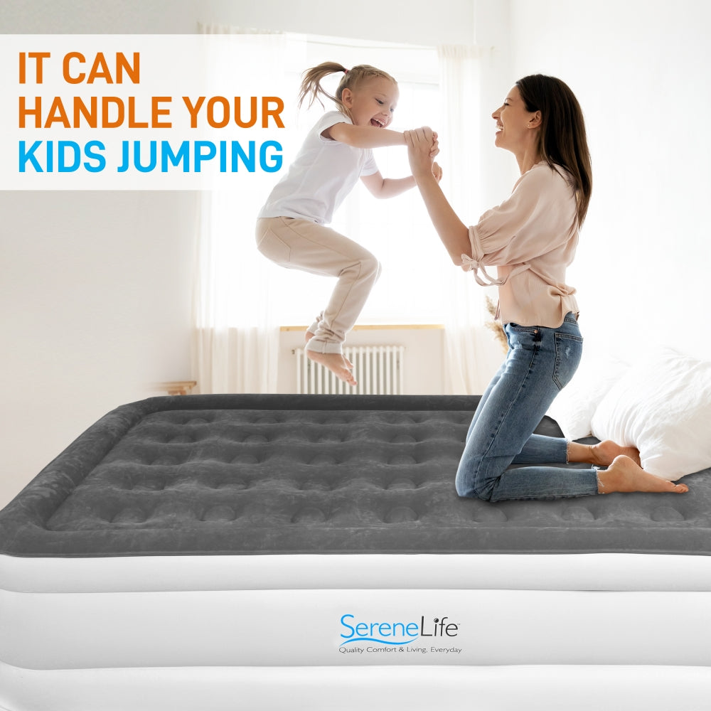 Full Air Mattress, Strong Support, Built-In Pump, 18" Raised Design