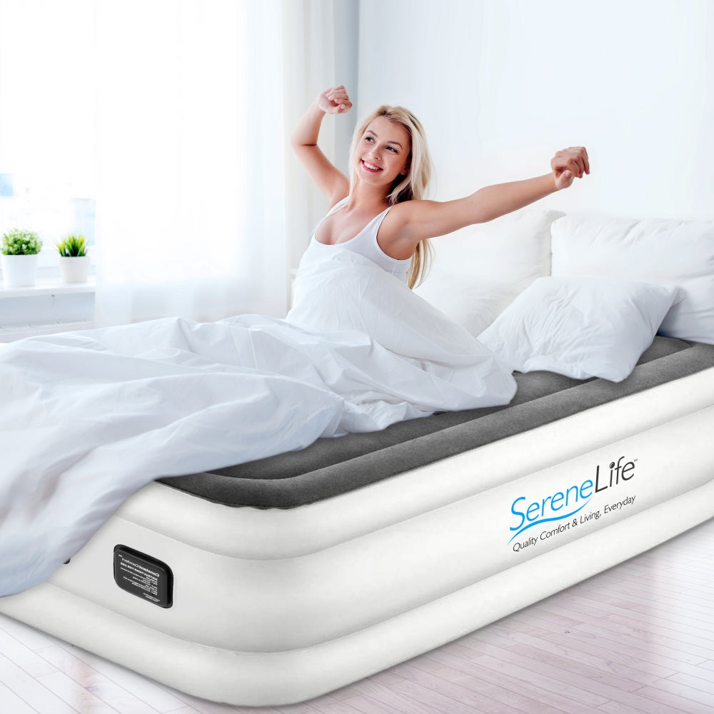 Full Air Mattress, Strong Support, Built-In Pump, 18" Raised Design