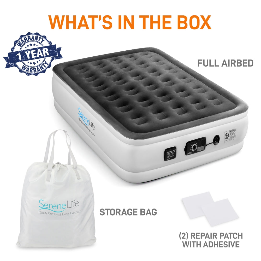 Full Air Mattress, Strong Support, Built-In Pump, 18" Raised Design