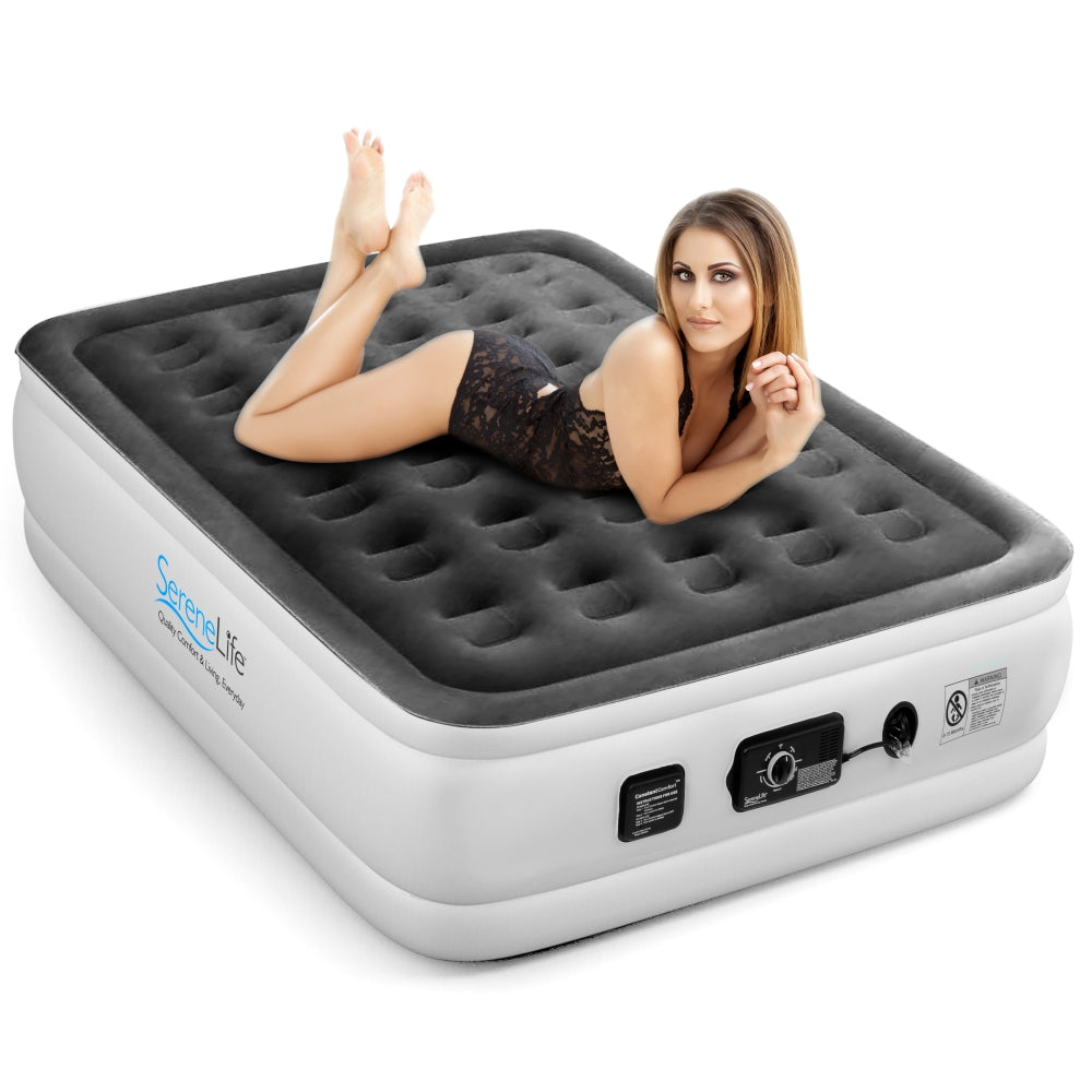 Full Air Mattress, Strong Support, Built-In Pump, 18" Raised Design