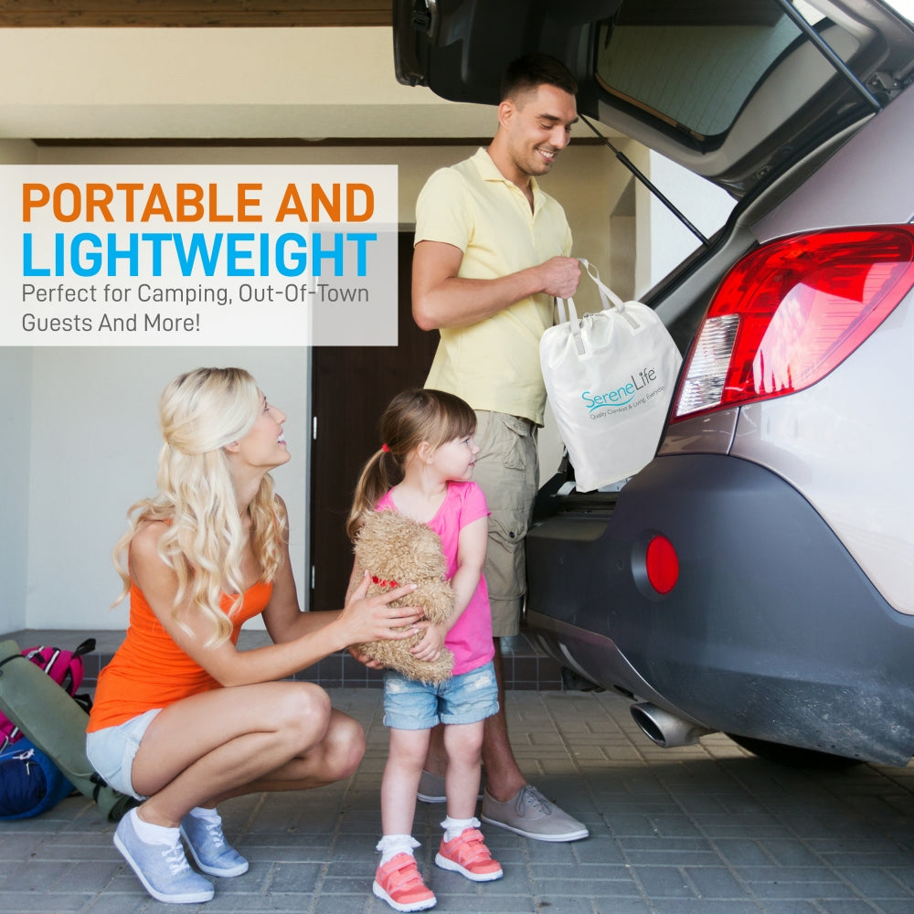 Twin Air Mattress, ComfortCoil Tech, Built-in Pump, Gray, 18" Raised