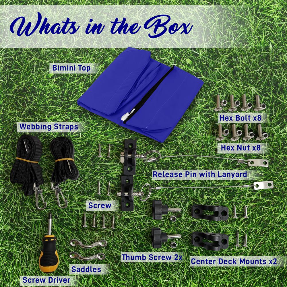 4-Bow Bimini Top Boat Cover, Waterproof 600D Polyester, Blue