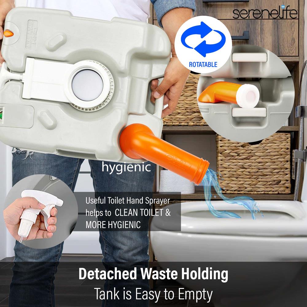 Portable Toilet 5.8 Gal Leak-Proof High-Density Polyethylene Camping