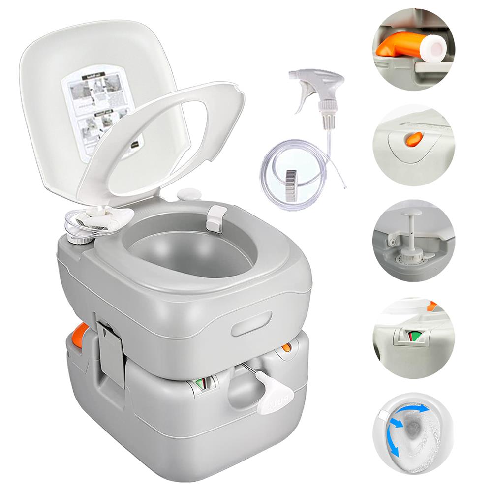 Portable Toilet 5.8 Gal Leak-Proof High-Density Polyethylene Camping