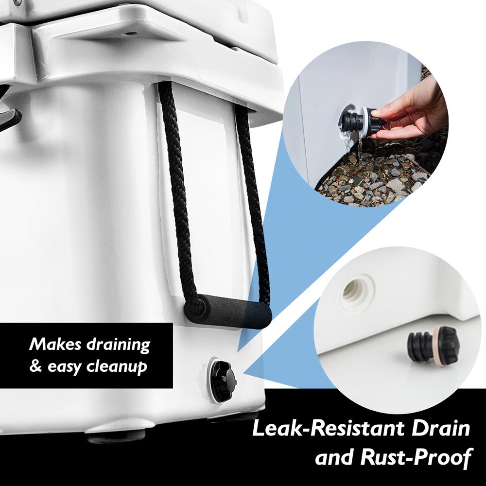 Portable Cooler Box - Holds Up To 63 Cans, Keeps Ice Up To 5 Days, Heavy-Duty 45-Quart (White)