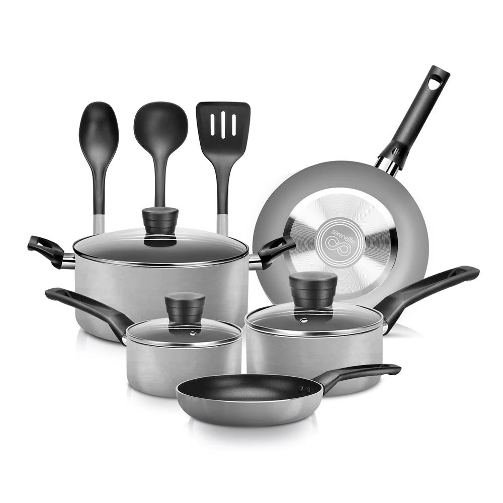 11-Piece Non-Stick Cookware Set, Even Heat, Black Coating