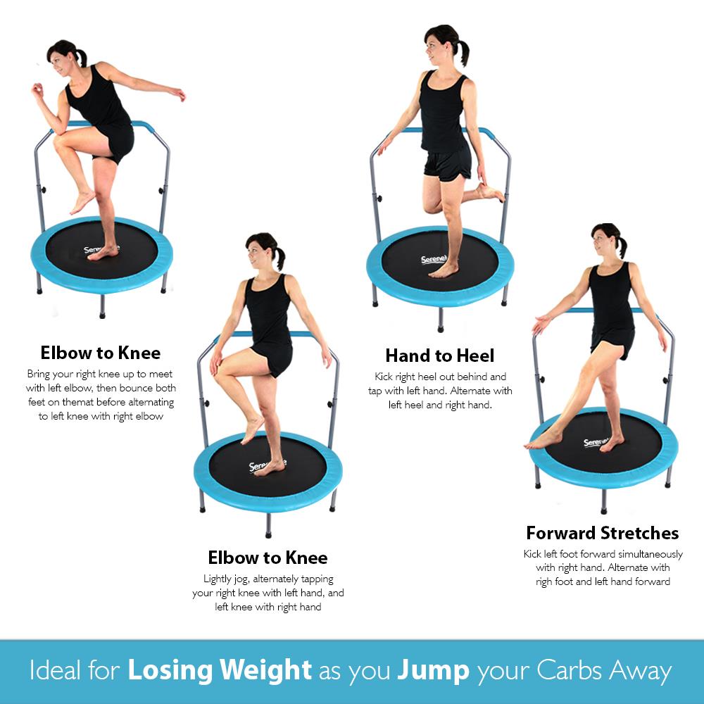 40" Foldable Trampoline, Weight Loss, Adjustable Handle, Sky Blue