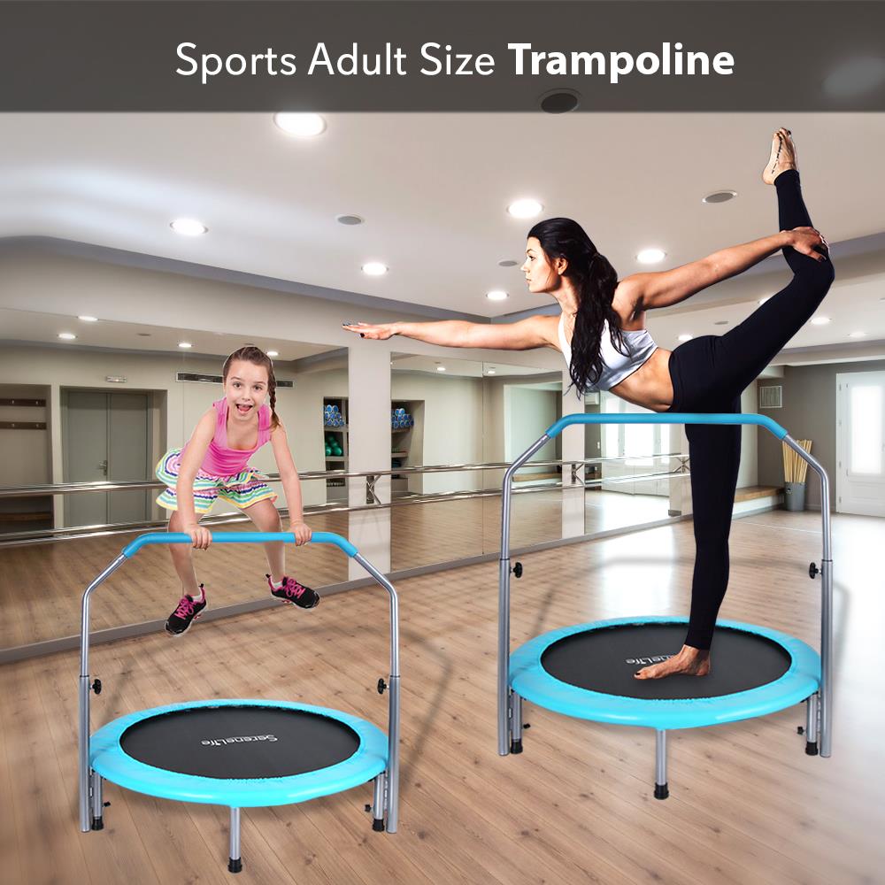 40" Foldable Trampoline, Weight Loss, Adjustable Handle, Sky Blue
