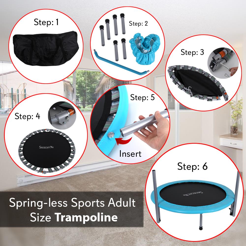 40" Foldable Trampoline, Weight Loss, Adjustable Handle, Sky Blue