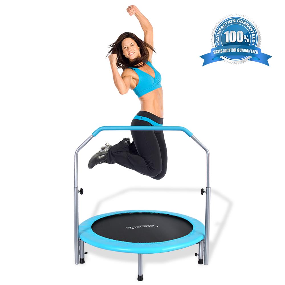 40" Foldable Trampoline, Weight Loss, Adjustable Handle, Sky Blue