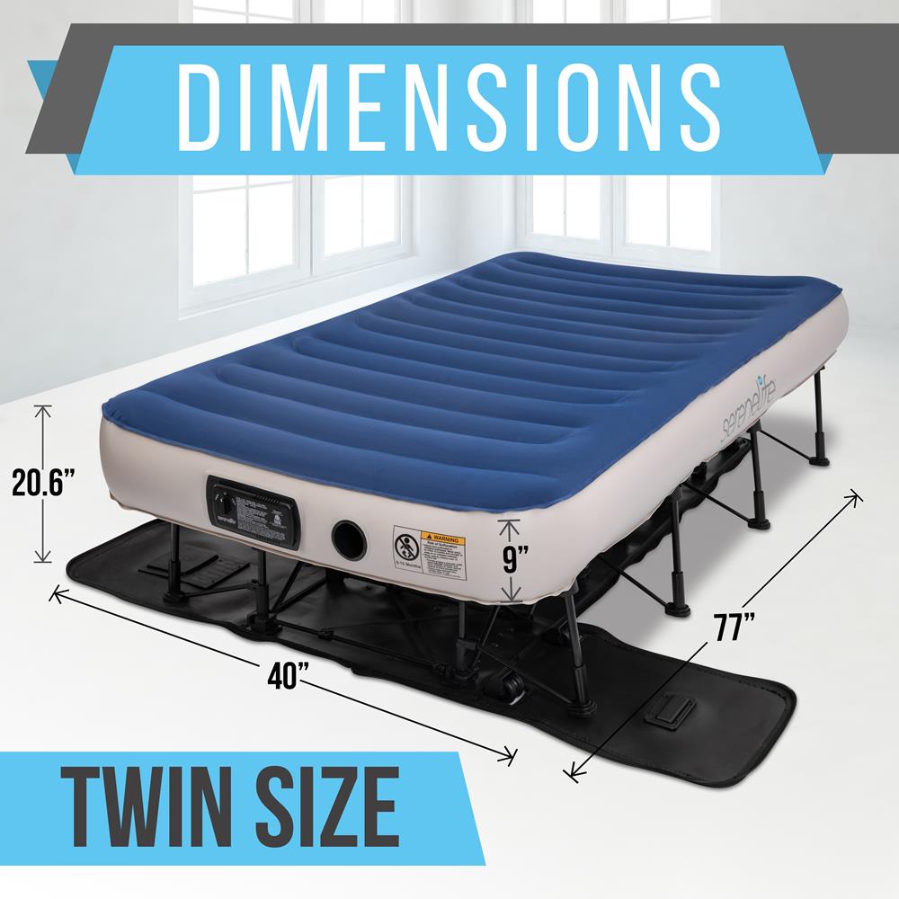 Twin Air Mattress with Frame, Self-Inflating, Plush Flocking, 20" Raised