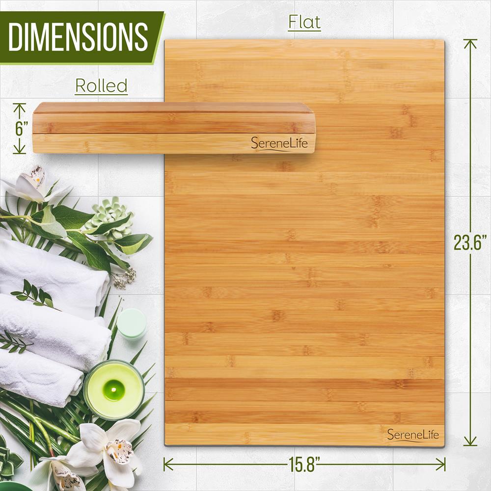 Bamboo Bath Mat - Water-Resistant, Non-Slip, Foldable, Natural Wood