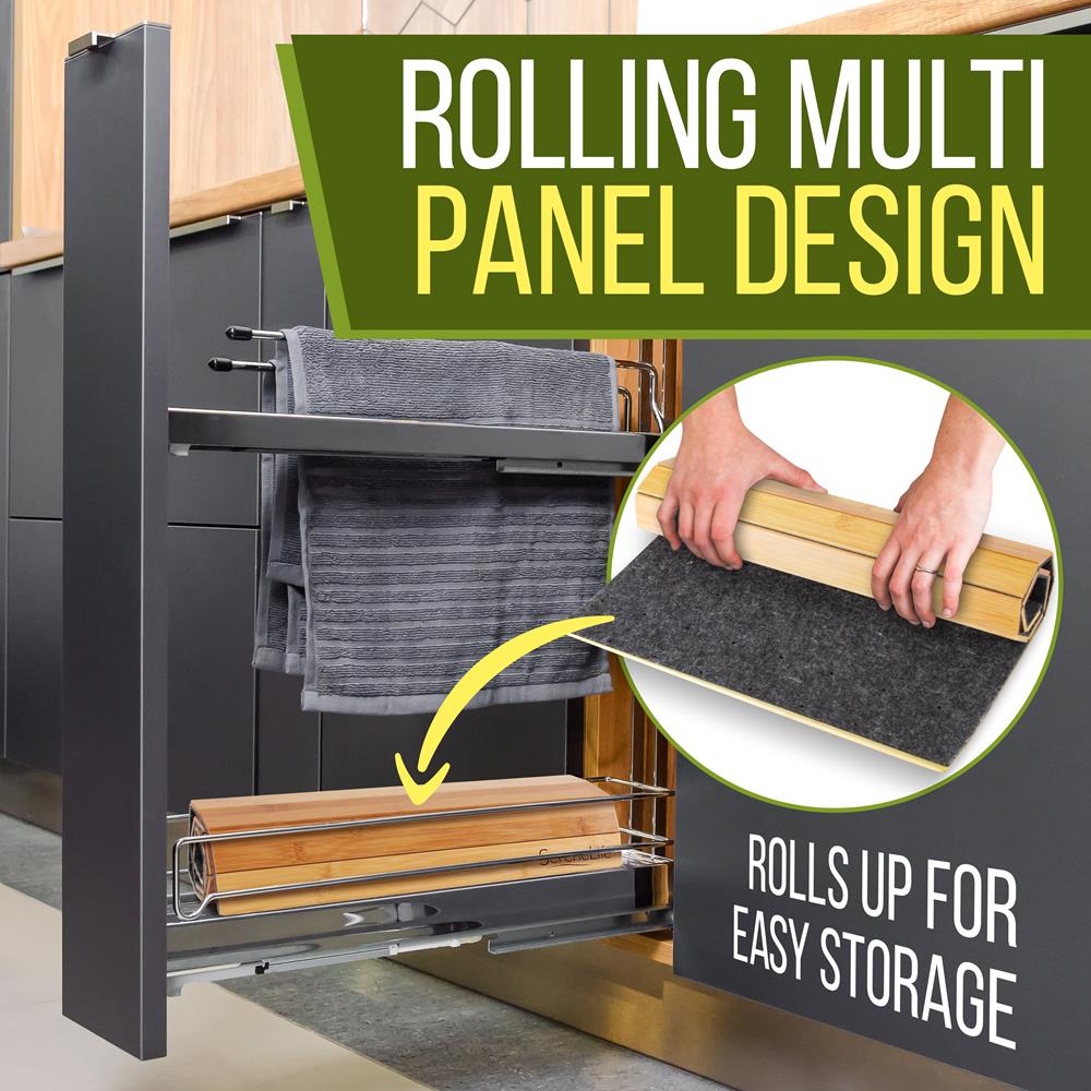 Bamboo Bath Mat - Water-Resistant, Non-Slip, Foldable, Natural Wood