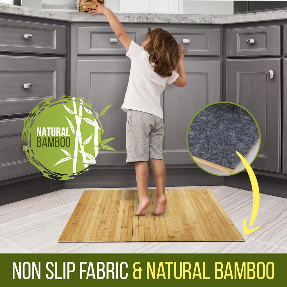 Bamboo Bath Mat - Water-Resistant, Non-Slip, Foldable, Natural Wood