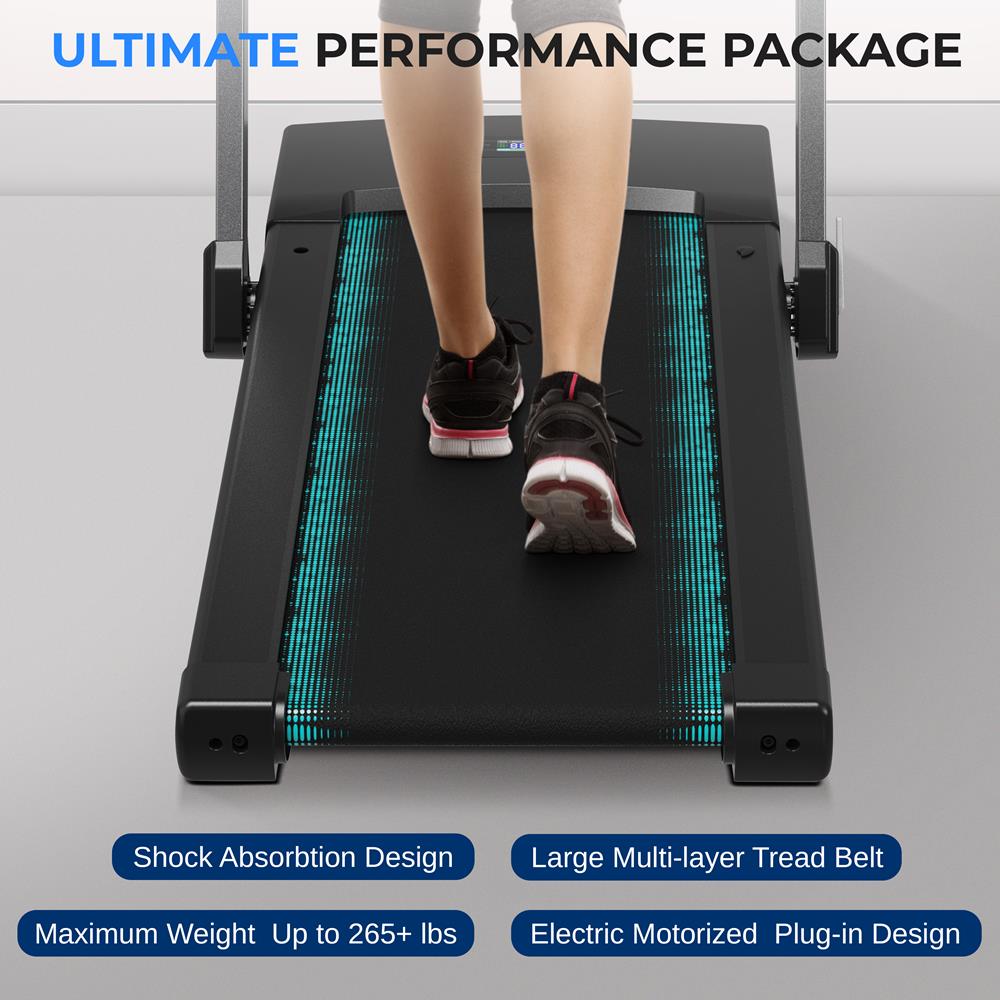 Walking Pad Treadmill, Space-Saving, 2.5HP, LED Display, 265lbs Capacity