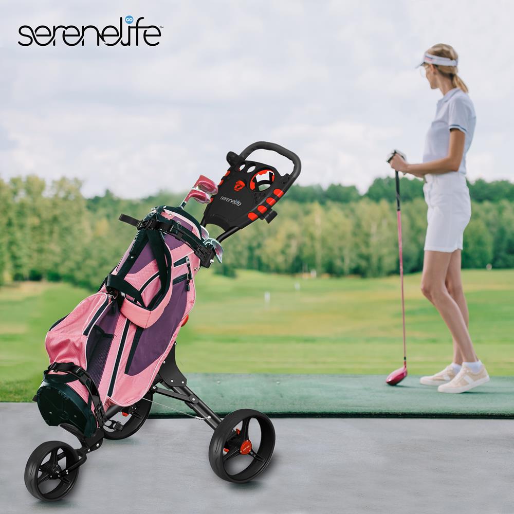 Golf Push Cart - Lightweight, Foldable, Aluminum Frame, White