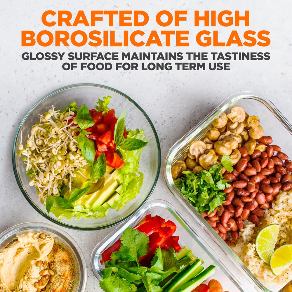 24-Piece Glass Storage Set, Leak-Proof, High Borosilicate, Gray