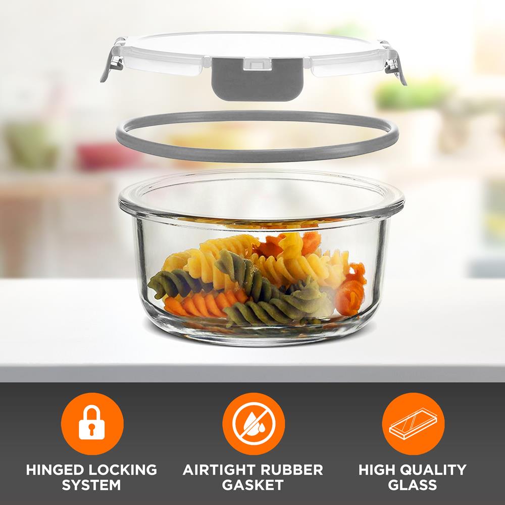 24-Piece Glass Storage Set, Leak-Proof, High Borosilicate, Gray