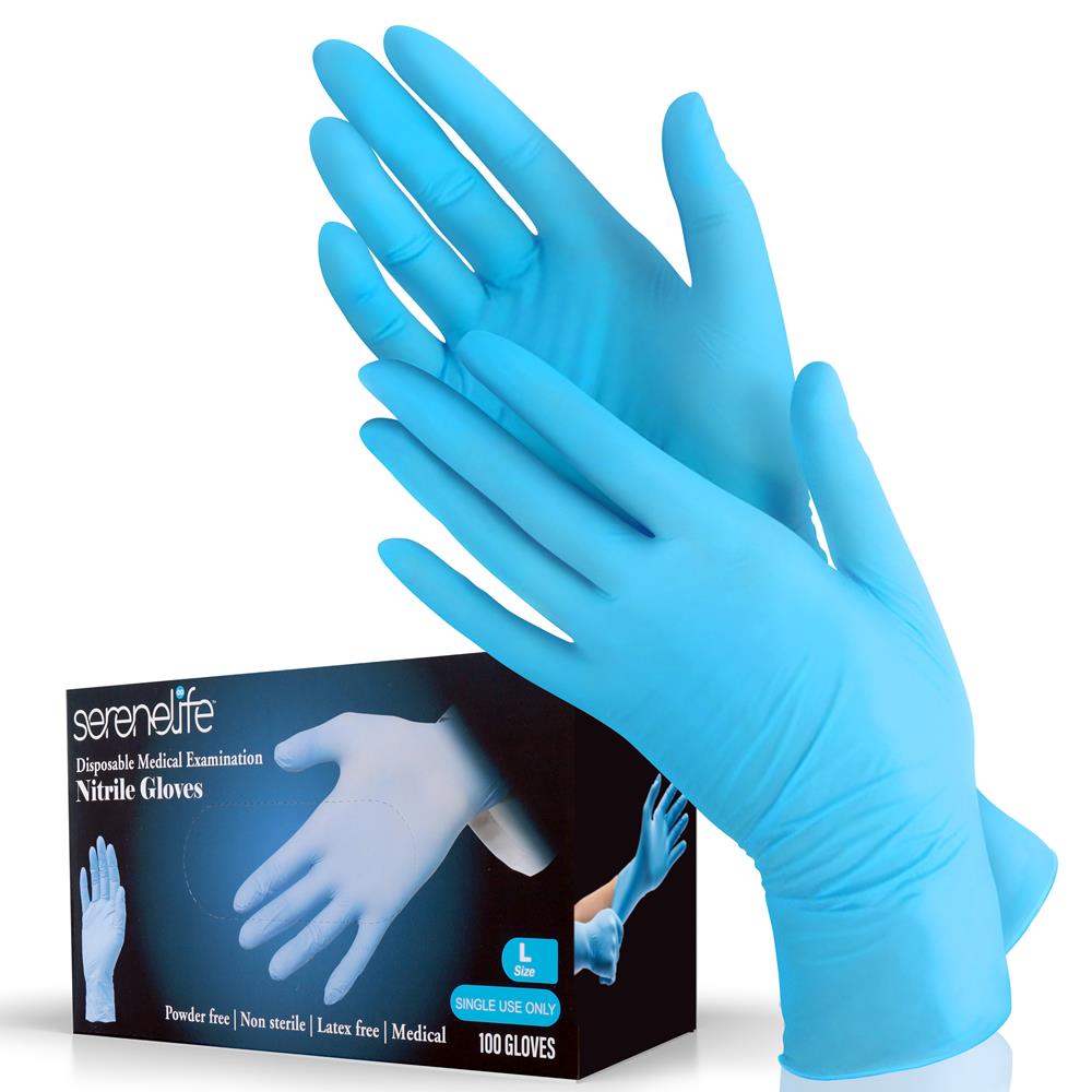 Disposable Nitrile Gloves, Puncture Resistant, Textured Grip, Large, 100 Pcs
