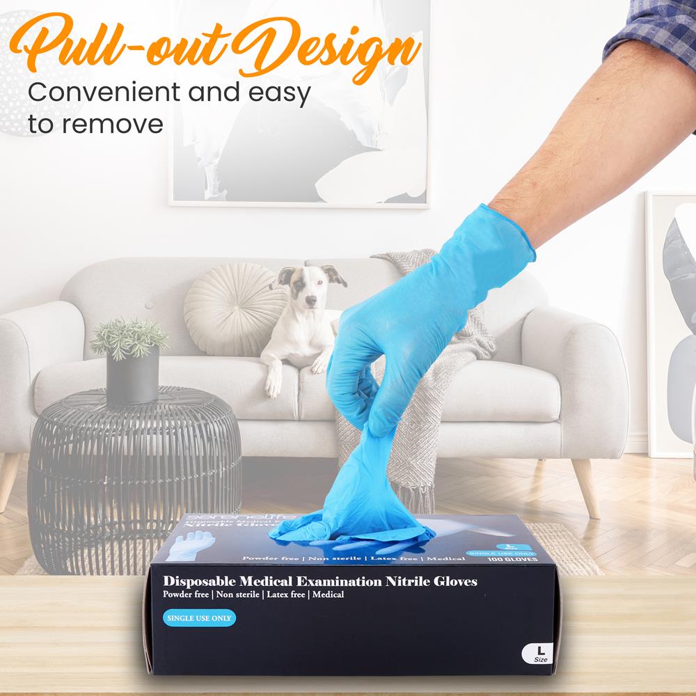 Nitrile Gloves Medium 100-Pack Textured Grip Durable Disposable