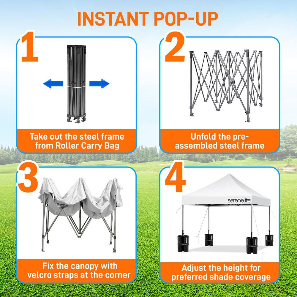 Pop Up Canopy Tent 10x10 - Waterproof UV Protection, Portable, White