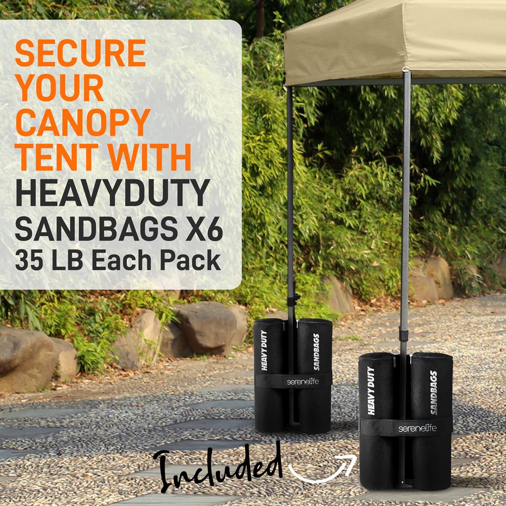 Pop Up Canopy Tent 10x15 - Waterproof, UV Blocker, Khaki, Portable Wheels