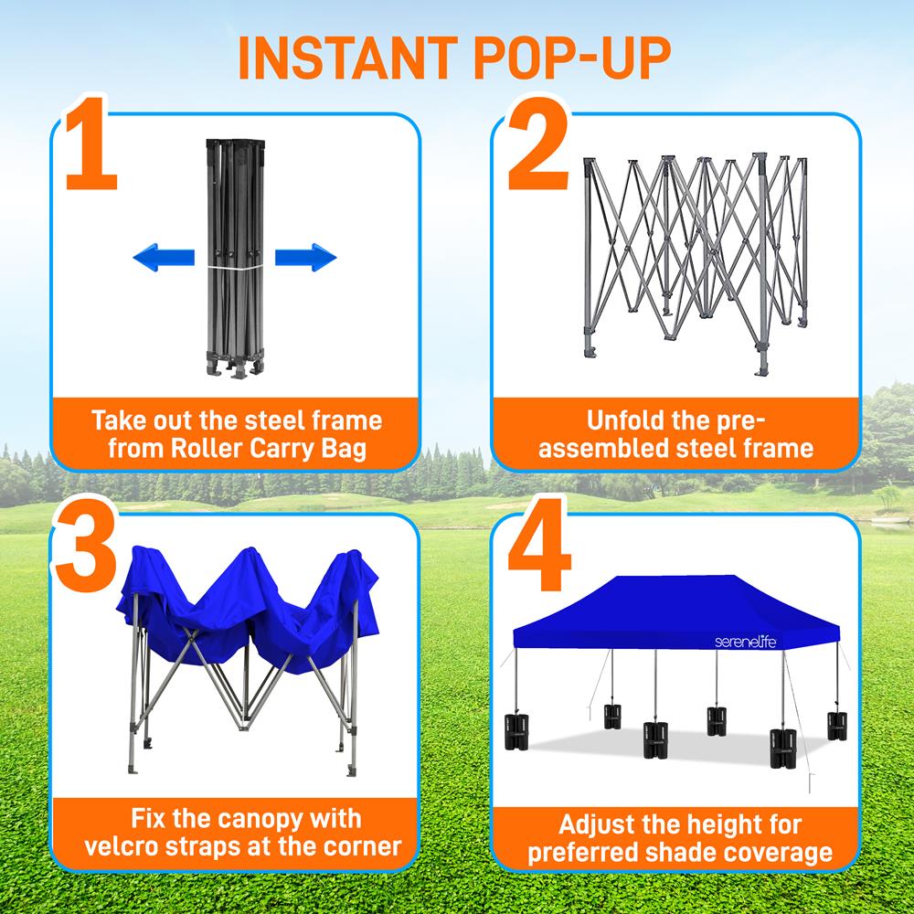 Pop Up Canopy Tent 10x20 Waterproof UV Protection Navy Blue