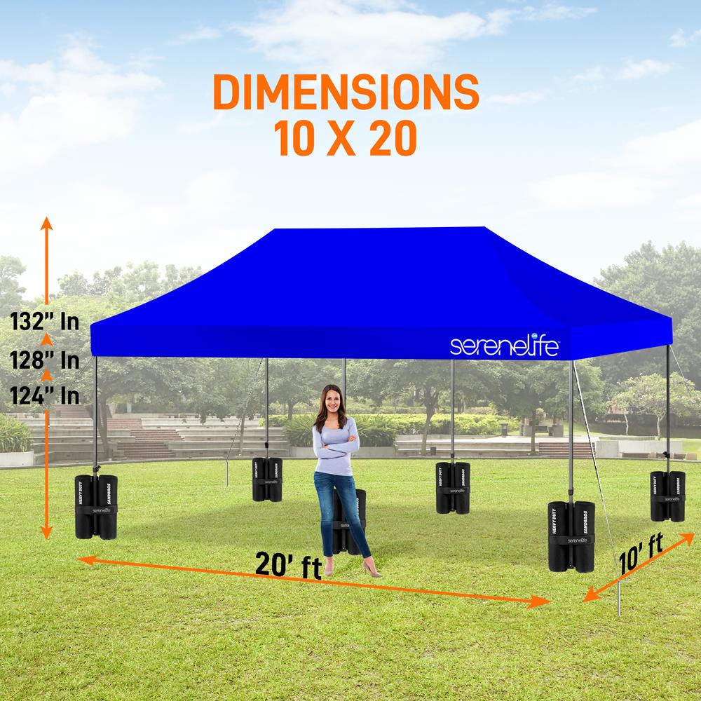 Pop Up Canopy Tent 10x20 Waterproof UV Protection Navy Blue