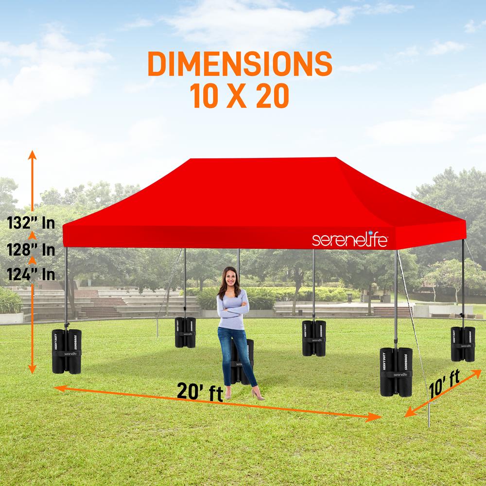 Pop Up Canopy Tent 10x20 - Waterproof UV Blocker, Portable, Red
