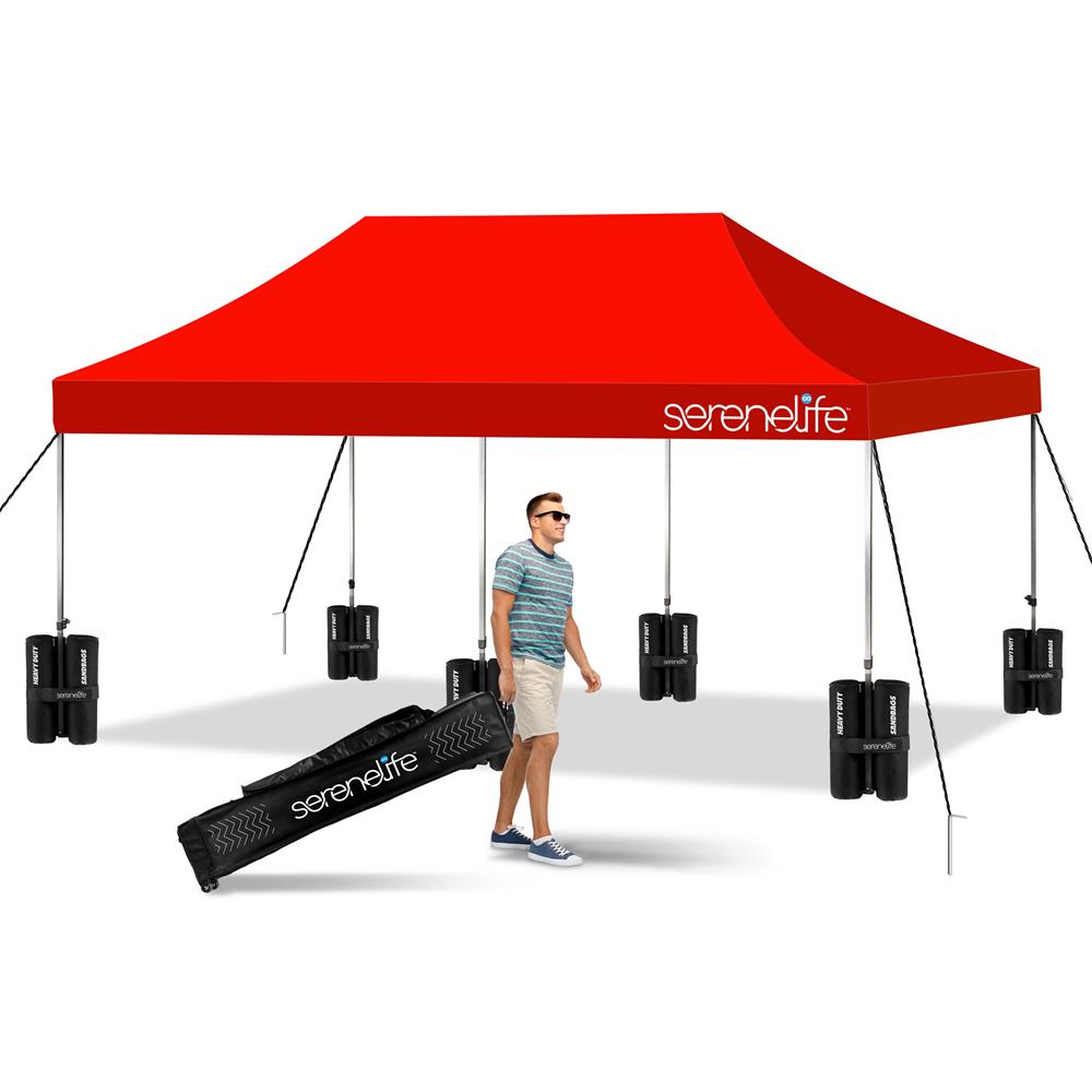 Pop Up Canopy Tent 10x20 - Waterproof UV Blocker, Portable, Red
