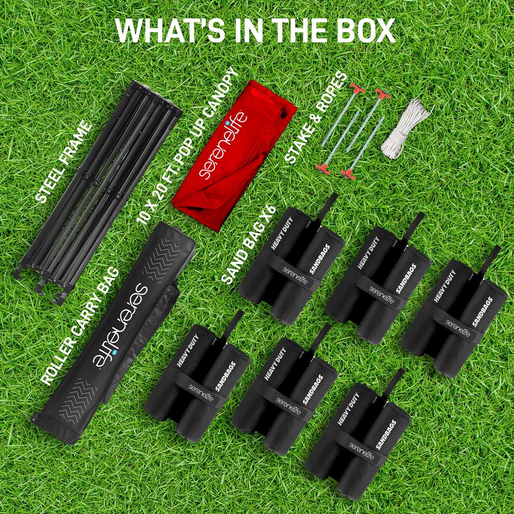 Pop Up Canopy Tent 10x20 - Waterproof UV Blocker, Portable, Red