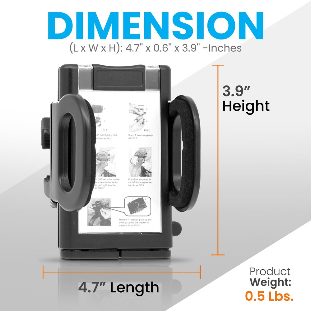 Golf Cart GPS Holder - Rotating Mount - Silicone Clip - Easy Assembly