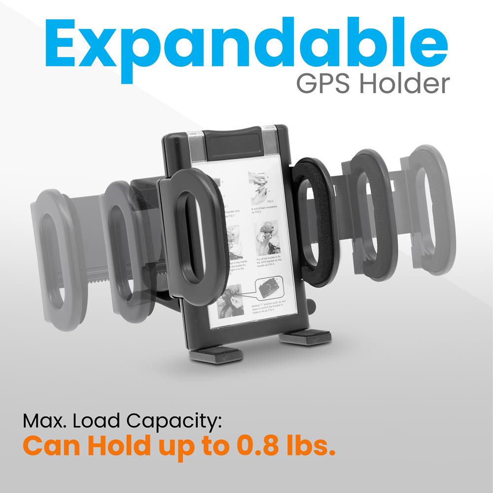 Golf Cart GPS Holder - Rotating Mount - Silicone Clip - Easy Assembly