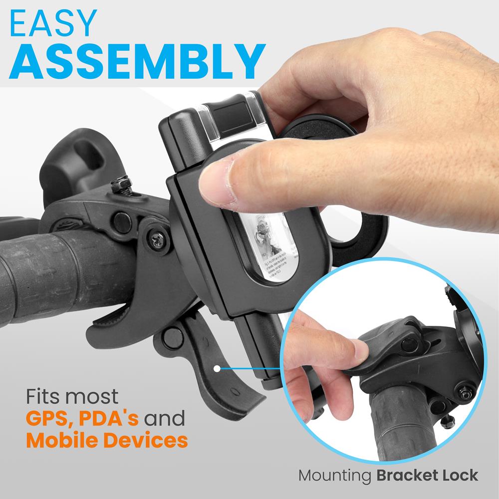 Golf Cart GPS Holder - Rotating Mount - Silicone Clip - Easy Assembly