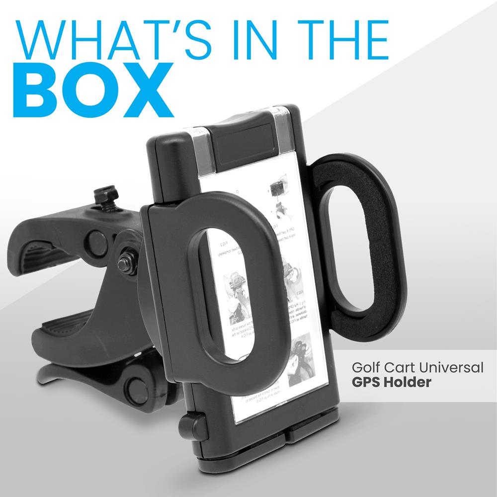 Golf Cart GPS Holder - Rotating Mount - Silicone Clip - Easy Assembly