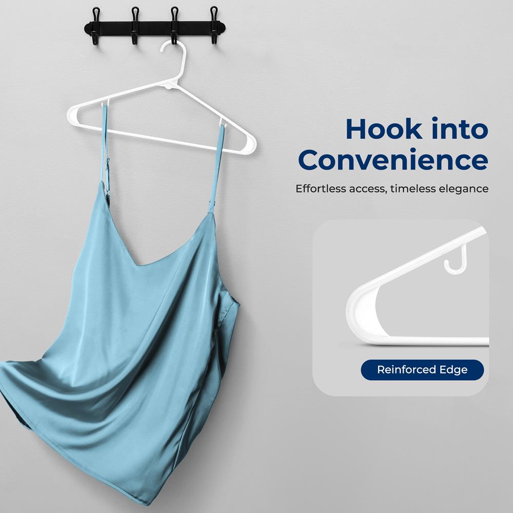 100-Pack Heavy Duty Plastic Hangers - Space-Saving, Smooth White Design