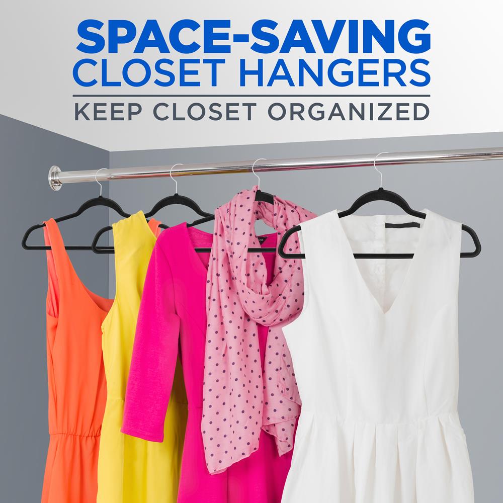 200-Pack Velvet Hangers Non-Slip 360° Swivel Hook Space-Saving Black