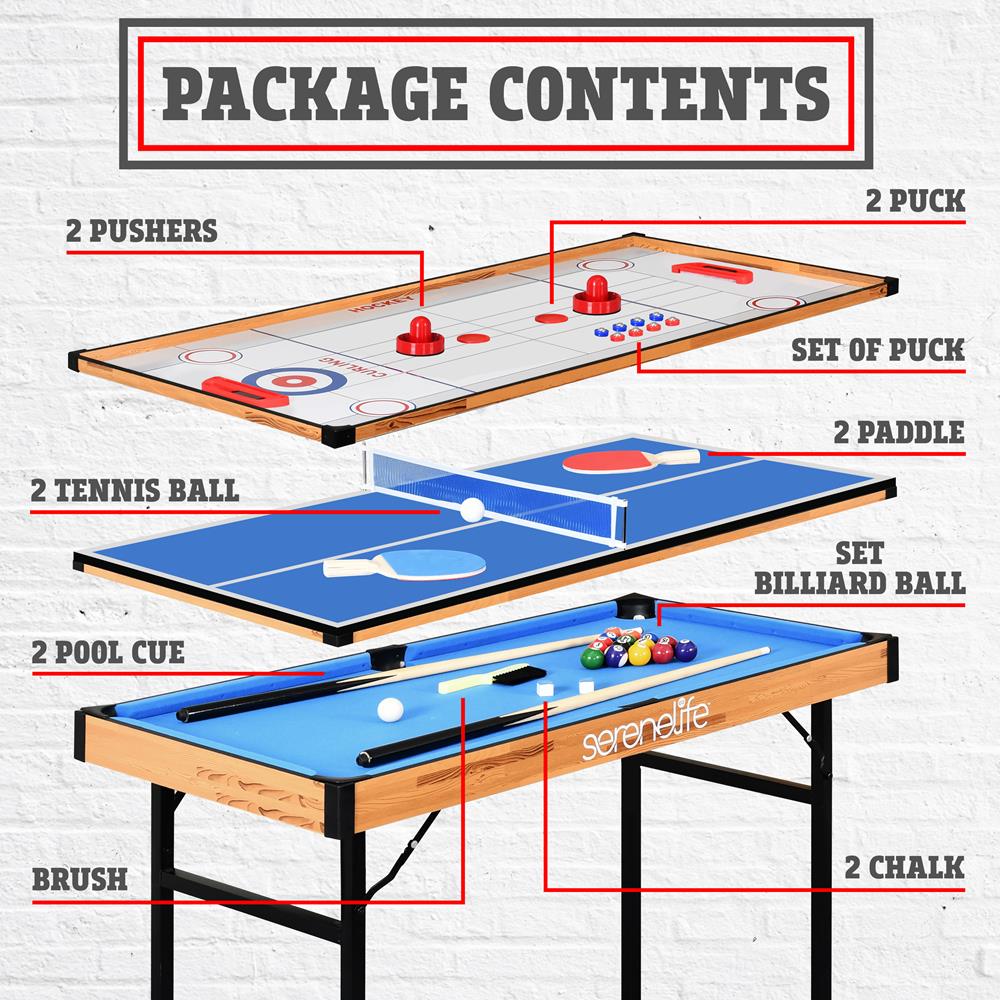 4-in-1 Game Table, Portable, MDF with PVC, Indoor/Outdoor Use
