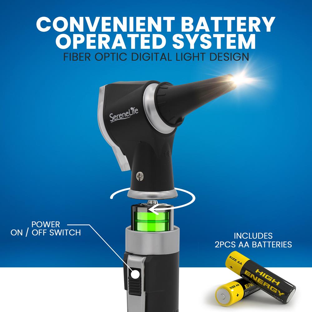 Fiber Optic Otoscope Ear Inspection Tool, 3X Magnification, LED Light