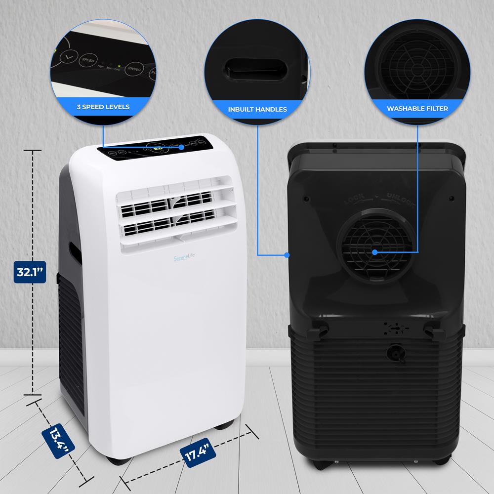 Portable Air Conditioner 10,000 BTU Efficient Cooling Dehumidifier White