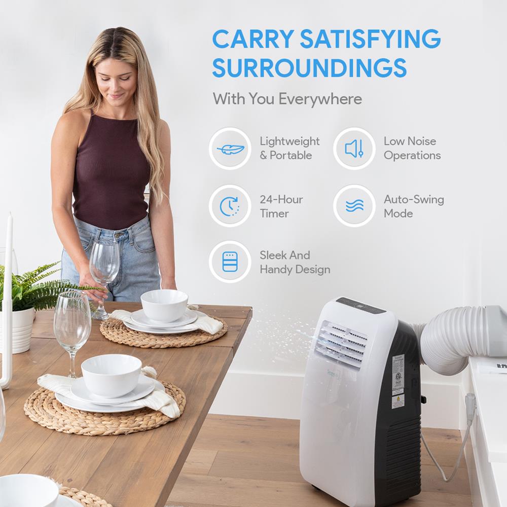 Portable Air Conditioner - Compact Home Ac Cooling Unit With Built-In Dehumidifier & Fan Modes, Includes Window Mount Kit (12,000 Btu)