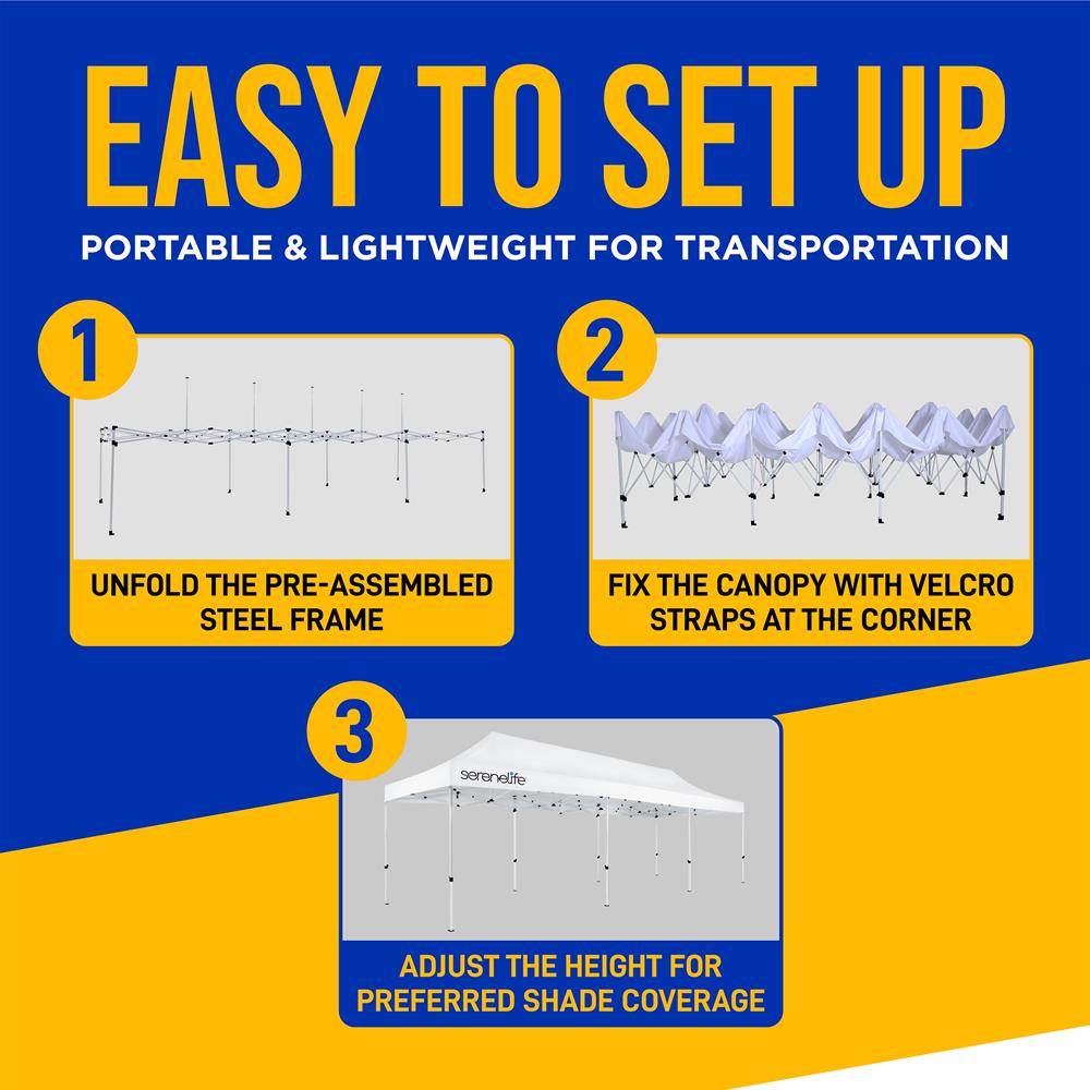 Instant Shelter Pop Up Tent Commercial - Waterproof Polyester Tent With Portable Wheeled Carry Bag And Sand Bag, 10 X 30 Ft. (White)