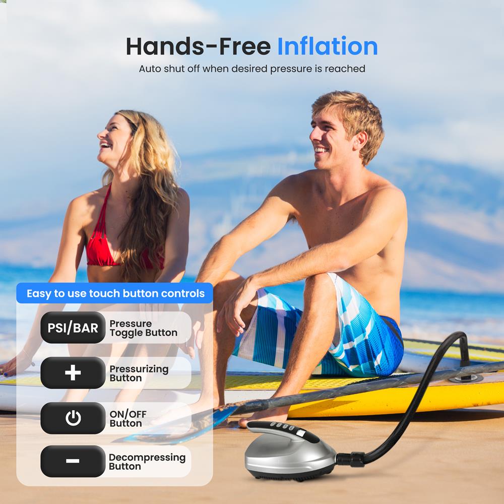 Inflatable Paddle Board Pump 20PSI High Pressure 12V DC Electric Air Pump