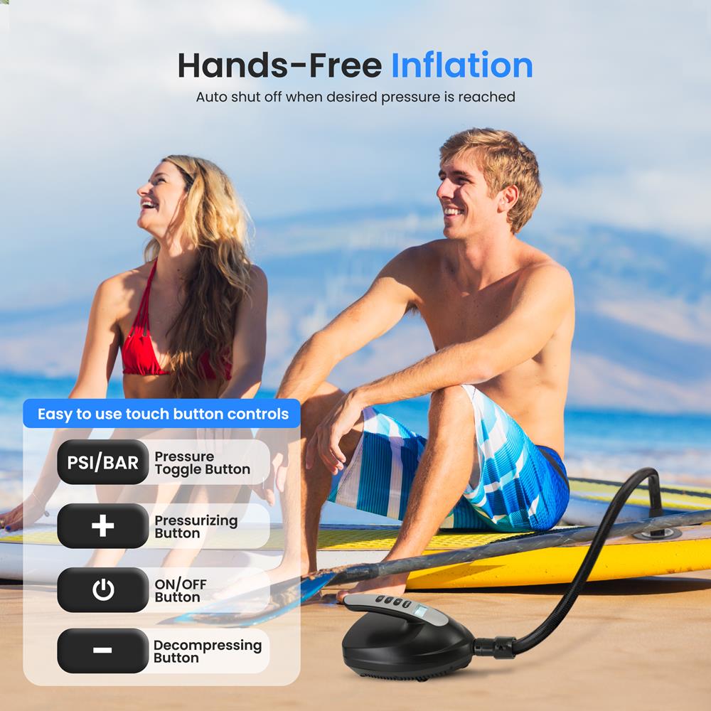Inflatable Paddle Board Pump 16PSI High Pressure 12V DC Electric Air Pump