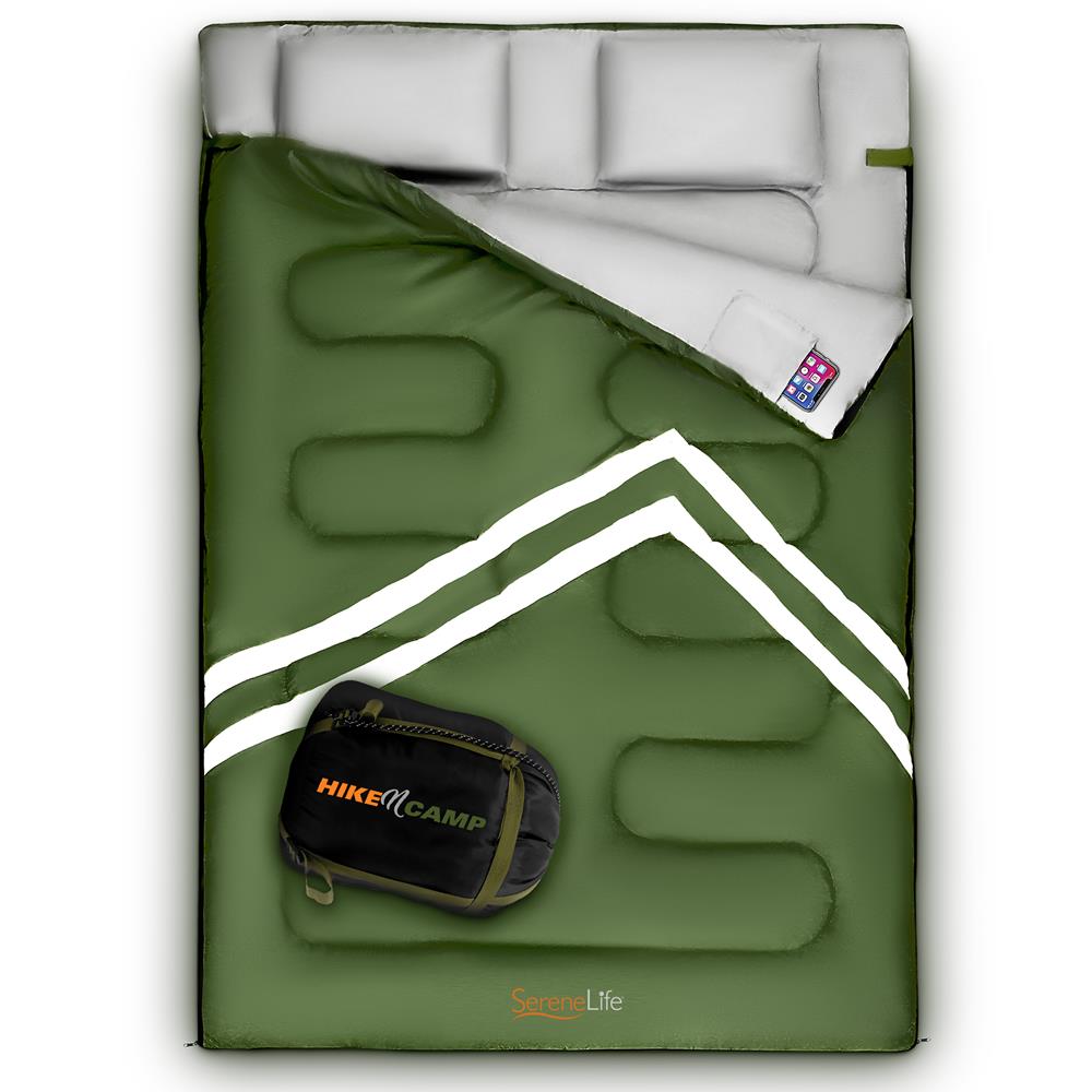 Double Sleeping Bag with Pillows - Lightweight, Waterproof, Portable