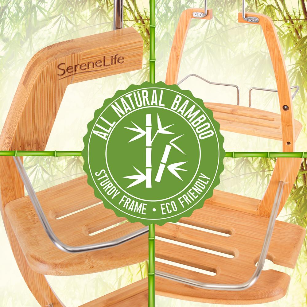 Bamboo Shower Caddy - Hanging Shower Bathtub Caddy Organizer